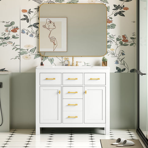 Bathroom Vanity With Sink Combo Set, Modern Bathroom Cabinet With 4 Drawers