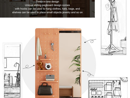 Wall Mounted Full Length Mirror With Shelf And Hook