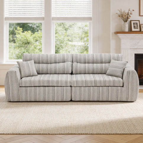 3 Seater, Couch With Throw Pillows For Living Room