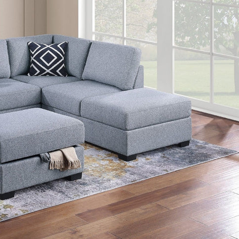 Reversible Sectional Sofa With Built In Shelf And Storage Ottoman, L - Shaped Living Room Furniture