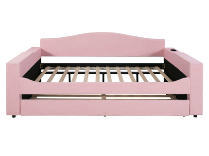 Upholstered Daybed With Storage Armrests, Trundle And Latest Integrated tooth Audio System