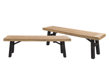 Outdoor Bench With Slat Panel Design And Acacia Wood Frame