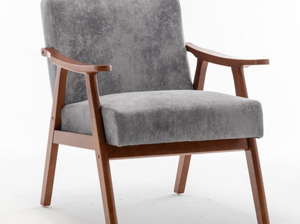 Mid Century Modern Accent Chair With Solid Wood Frame And Extra Thick Backrest