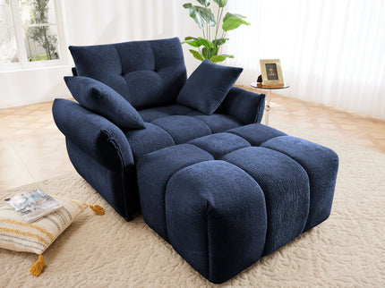 Ergonomic Single Seater Sofa With Ottoman, High Resilience Support Cushions