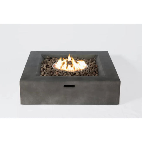 Rattan Wicker Patio Set With Cushions And Concrete Fire Pit