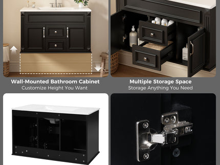 French Simple Style Wall Mounted Bathroom Cabinet With Sink
