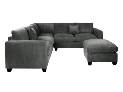 Modern Style L-Shaped Sectional Set With Ottoman