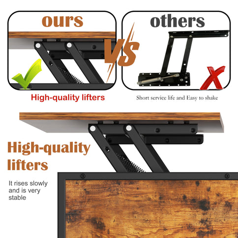 Lift Top Coffee Table With Storage, Adjustable Height Living Room - Black / Brown