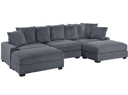 5 Piece Modular Sectional Set Couch With LAF & RAF Chairs, Living Room Furniture - Dark Gray