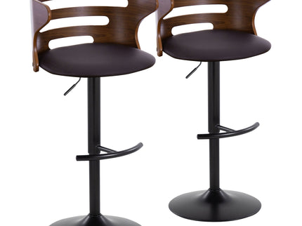 Cosi - Mid Century Modern Adjustable Barstool With Swivel With Rounded T Footrest (Set of 2)