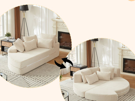 Semi Circular 2 In 1 Sofa Bed With Neck Pillow And Throw Pillows