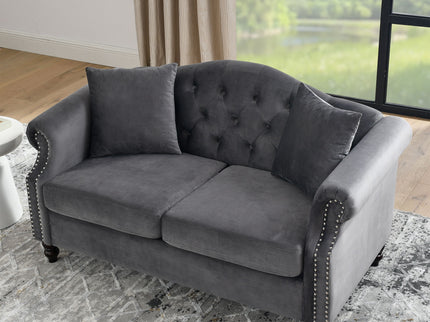 2 Seater Chesterfield Sofa With Rolled Arms And Nailhead Trim For Living Room