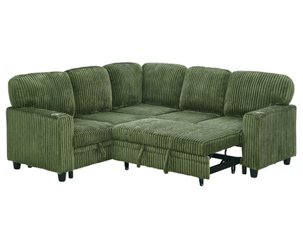 L-Shaped Sofa With Pull Out Sofa Bed With USB