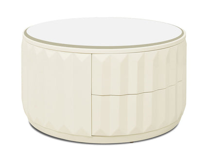 Facino - Round Storage Coffee Table - White Birch