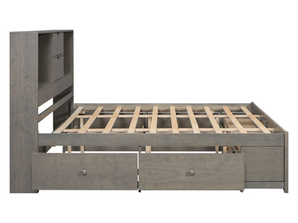 Platform Bed With Storage Headboard And 8 Drawers