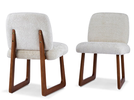 Dining Chair With Curved Legs (Set of 2) - Beige / Brown