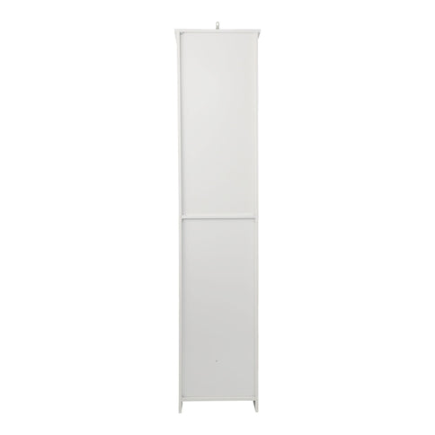 Tall Bathroom Cabinet With Adjustable Shelves, Louvered Door Floor Standing Storage Unit - White