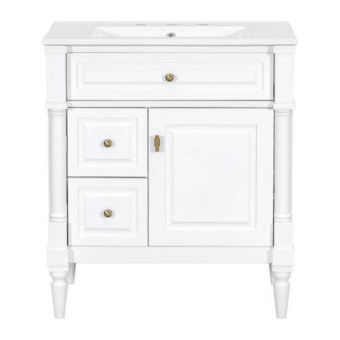 Modern Bathroom Vanity With Sink, Freestanding Cabinet With Flip Drawer & Adjustable Shelf