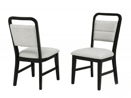 Dining Set With Round Table And 4 Upholstered Chairs - Black / Gray