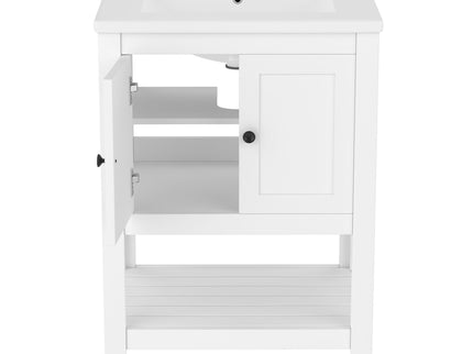 Modern Bathroom Vanity With Sink And Open Shelf
