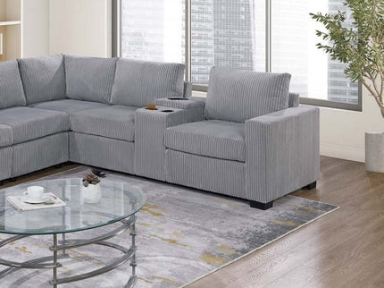 Modern Style L-Shape Sectional Set, USB Ports, Cup Holder