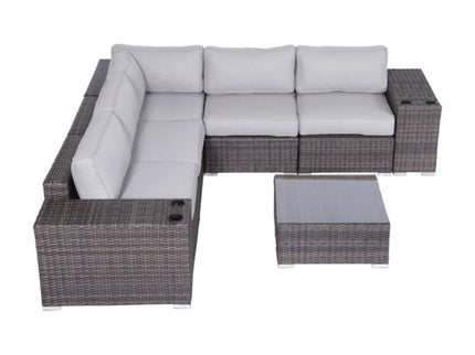 Modern Patio Rattan Sectional Set With Cushions
