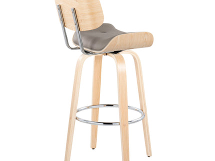 Lombardi - Mid Century Modern Fixed Height Barstool With Swivel With Round Footrest (Set of 2)