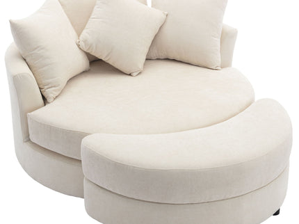 360° Swivel Accent Barrel Chair With Storage Ottoman & 4 Pillows, Modern Leisure Chair Round Accent For Living Room