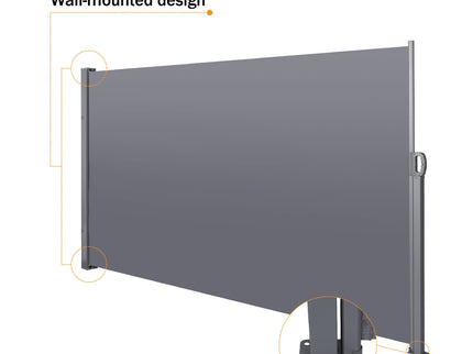 Retractable Side Screen Awning, Uv Resistant, Waterproof, Patio Privacy Screen For Garden, Balcony, Courtyard