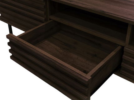TV Stand For TVs Up To 85" With Closed Storage, Soft Closing Hinges - Walnut