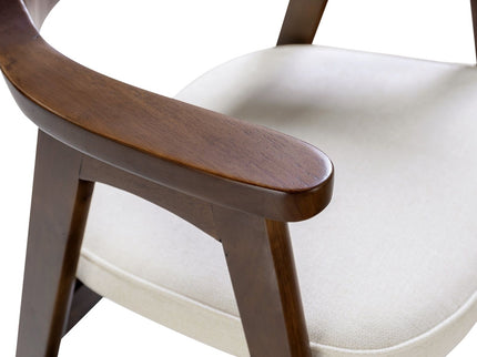 Hayes - Curved Dining Arm Chair - Light Beige