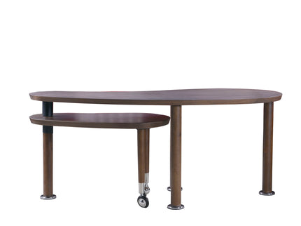 Rotatable Coffee Table With Solid Legs, 360 Degree Swivel, Waterproof - Walnut