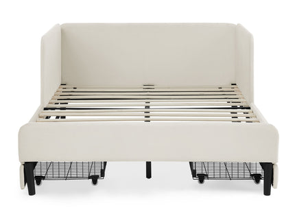 Upholstered Platform Bed Frame With 2 Storage Drawers And Adjustable Sofa Bed