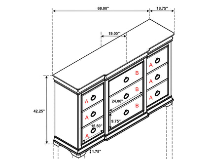 Leonide - 9 Drawer Dresser - Cherry