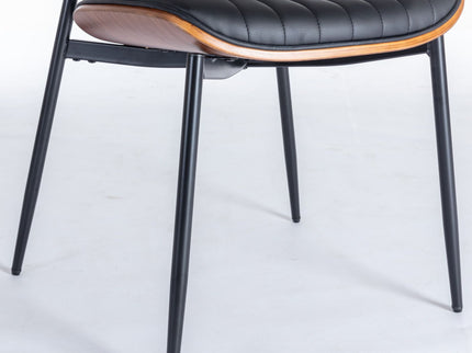 Dining Chairs (Set of 2) Mid-Century Modern Retro Chair With Walnut Bentwood Back Upholstered Seat Metal Legs Adjustable Foot For Kitchen Dining Room Chairs