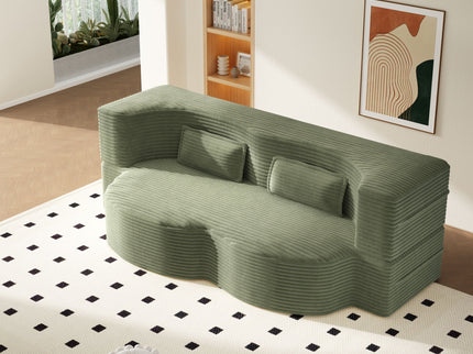 Modern Floor Sofa With 2 Pillows, Convertible Twin Size Folding Mattress For Living Room