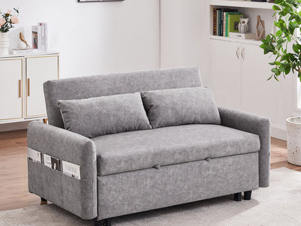 Pull Out Sleep Sofa Bed Loveseats Sofa Couch With Adjsutable Backrest, Storage Pockets, 2 Soft Pillows, USB Ports For Living Room, Bedroom, Apartment, Office