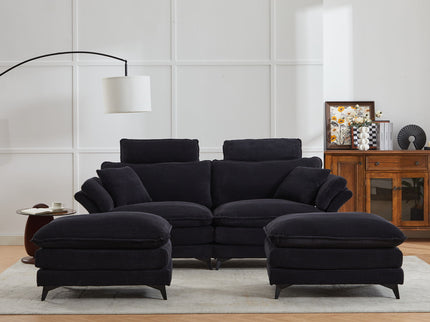 Modern Deep Seat Sectional Sofa With Ottoman