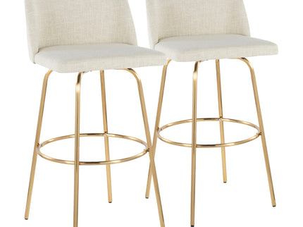 Toriano - Contemporary Fixed Height Barstool With Swivel And Round Footrest (Set of 2)