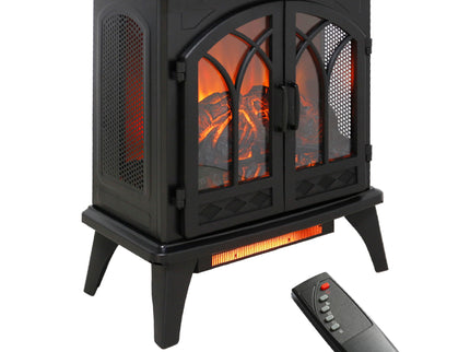 24" 3D Flame Electric Infrared Quartz Fireplace Stove With Remote Control - Antique Black
