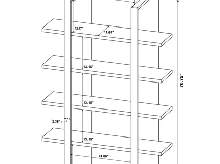 Mystrene - 4 Shelf Bookcase With Open Shelving Design - Black