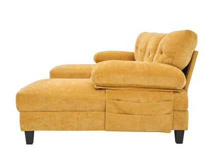 U-Shaped Sectional Sofa 103.5" Fabric Couch With Dual Chaise Lounges, Storage Pockets, Armrest Pillows