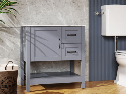 Bathroom Vanity With Mirror And Top Only - Gray