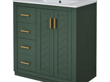 Ceramic Sink Combo, Freestanding Vanity Set With 3 Drawers & Soft Closing Doors