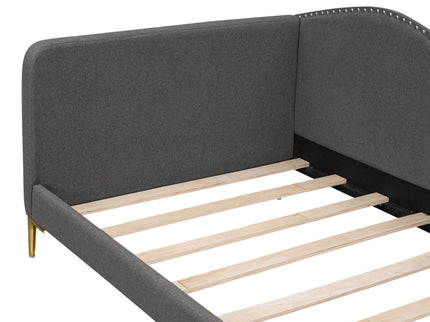 Upholstered Daybed With Headboard And Armrest, Support Legs