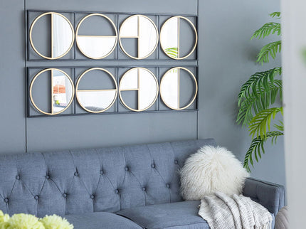 Eclectic Styling Metal Beaded Wall Mirror With Contemporary Design For Bedroom, Liveroom & Entryway