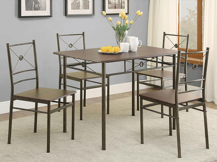 5 Piece Rectangle Dining Set With Tubing Base