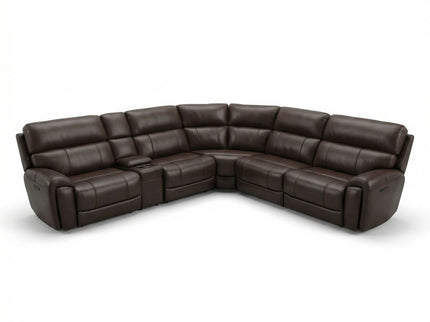 Brazil - Power Sectional With Adjustable Headrest & Footrest - Dark Brown
