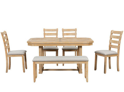 6 Piece Dining Table Set With Ergonomic Seating