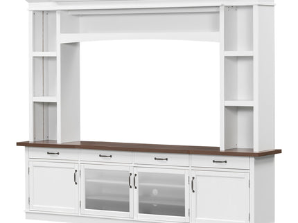 Extra Long TV Stand With 7 Color LED Lights, Adjustable Shelves & Storage Cabinets